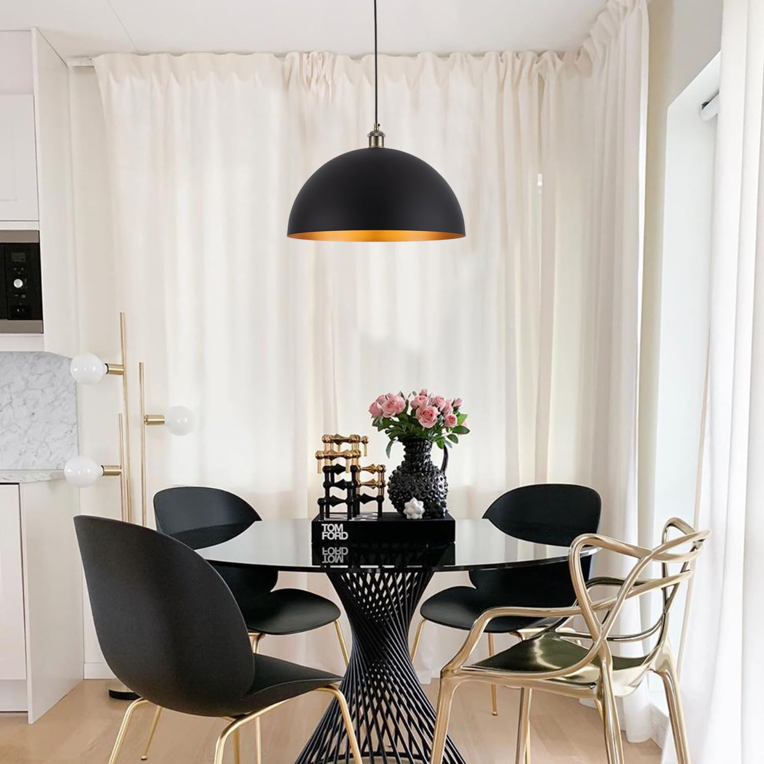 Vintage Pendant Light,Industrial pendant light,chandelier17.72 "Industrial Dome Pendant Light bla... | Amazon (US)