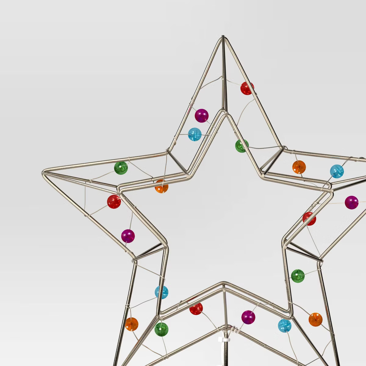 12" Pre-lit Dewdrop Metal Star Christmas Tree Topper Silver with Multicolor LED Globe Lights - Wo... | Target