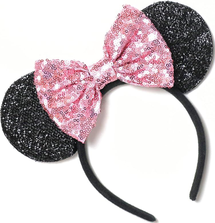 CLGIFT Pink Mickey Ears, Rainbow Minnie Mouse Ears, Sparkly Minnie Ears, Mouse Ears,Handmade, one... | Amazon (US)