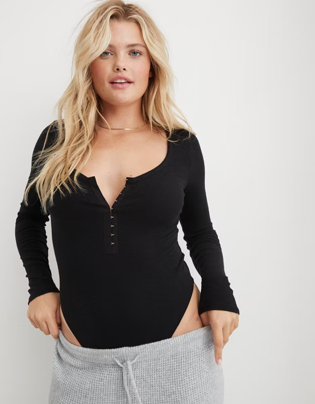 Aerie Long Sleeve Hook & Eye Bodysuit | Aerie