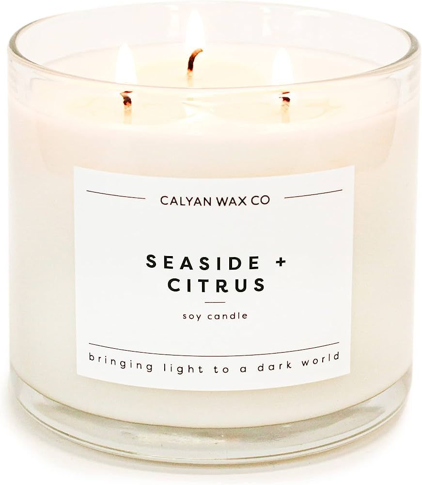 Calyan Wax Scented Candle, Seaside & Citrus, 3 Wick Candle for The Home Scented with Lemon & Ceda... | Amazon (US)