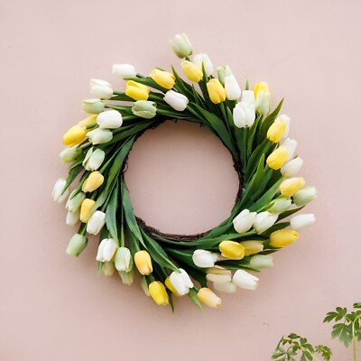 Primrose Artificial Tulip Flower Wreath with Hanging Loop in Purple 50cm | eBay UK