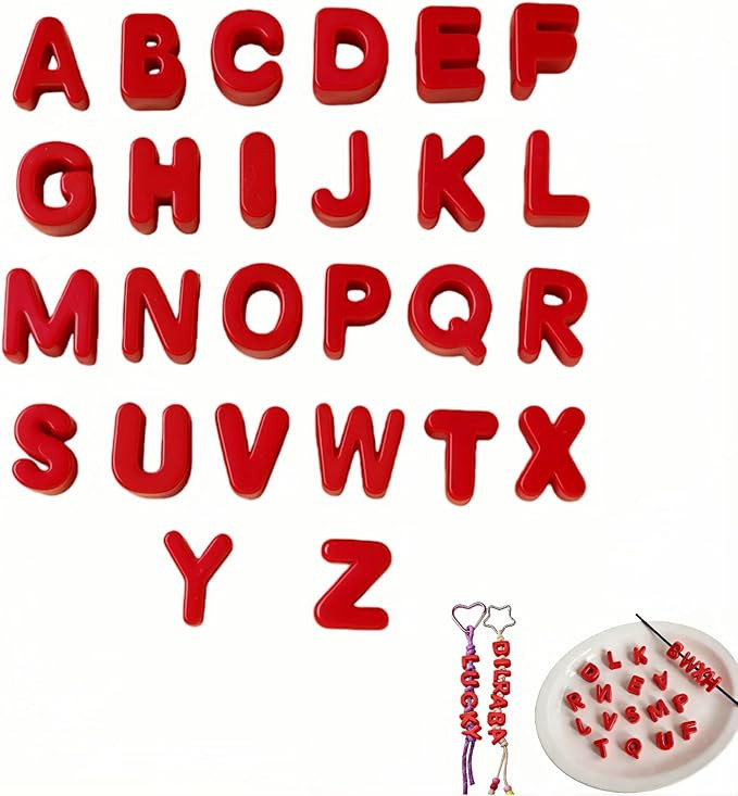 Acrylic Alphabet Letter Beads A-Z Set, Red, 0.82 x 0.68 Inch, Large Hole Design for DIY Jewelry M... | Amazon (US)