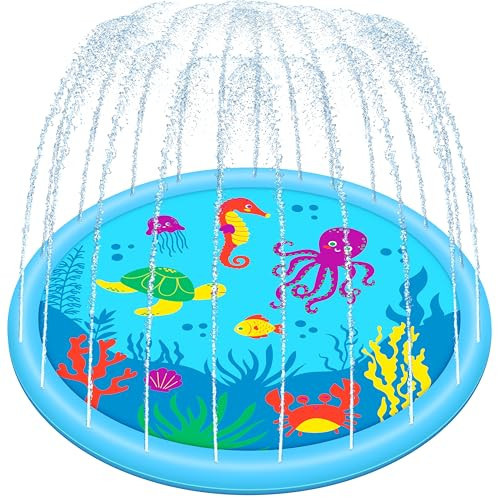 SLOOSH 60" Splash Pad Water Toys - Sprinkler Mat for Toddler Kids Baby Play Water Games Pool Fun, Summer Outdoor Garden Lawn Backyard Party Supplies Gifts for Boys Girls (Sea Themed) | Amazon (US)