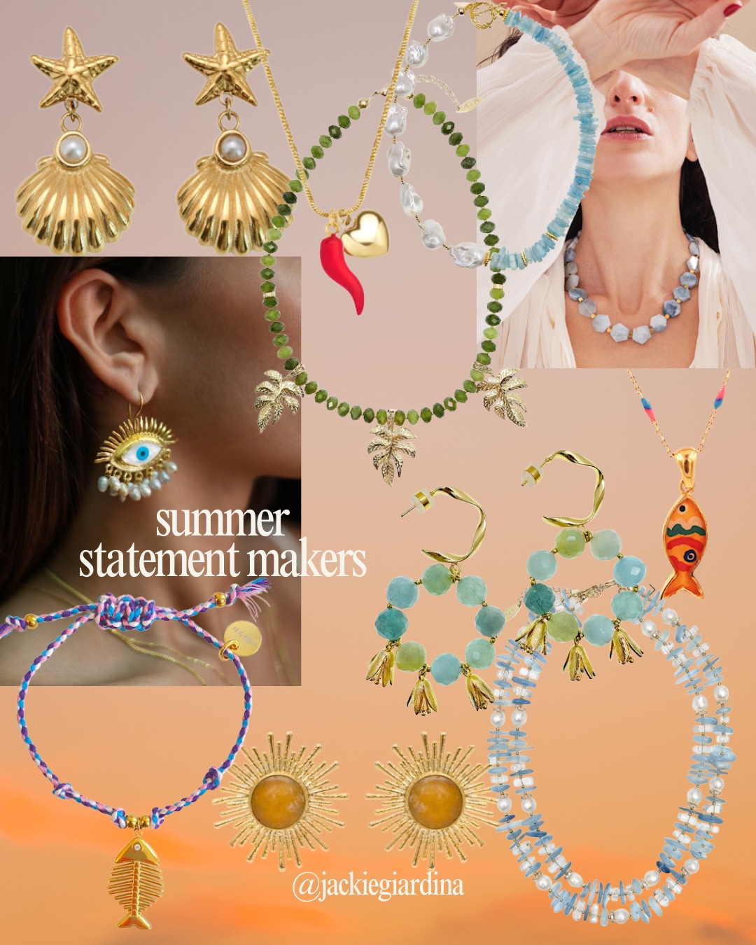 Unique summer jewelry from my favorite independent brands that no one else will have. Colorful jewelry, vacation jewelry, shell jewelry, gold jewelry, resort looks, resort wear

#LTKSeasonal #LTKStyleTip #LTKTravel