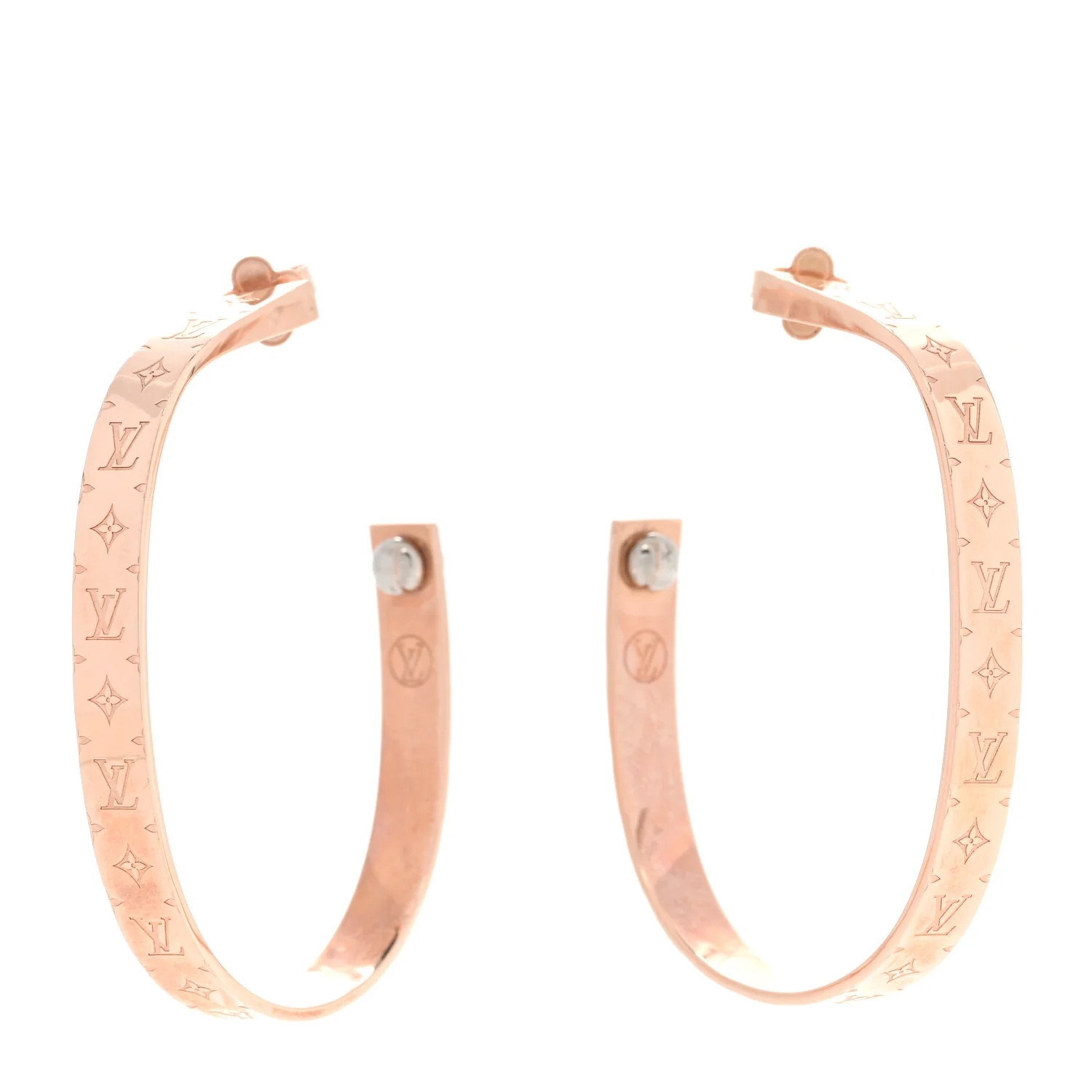 Nanogram Hoop Earrings Pink Gold | FASHIONPHILE (US)