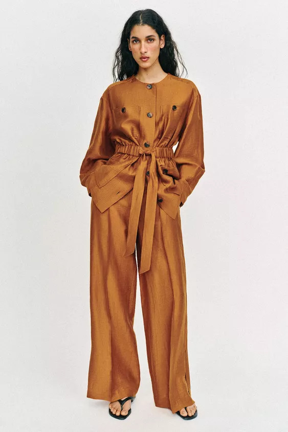 BELTED LINEN SAFARI JACKET | Zara US