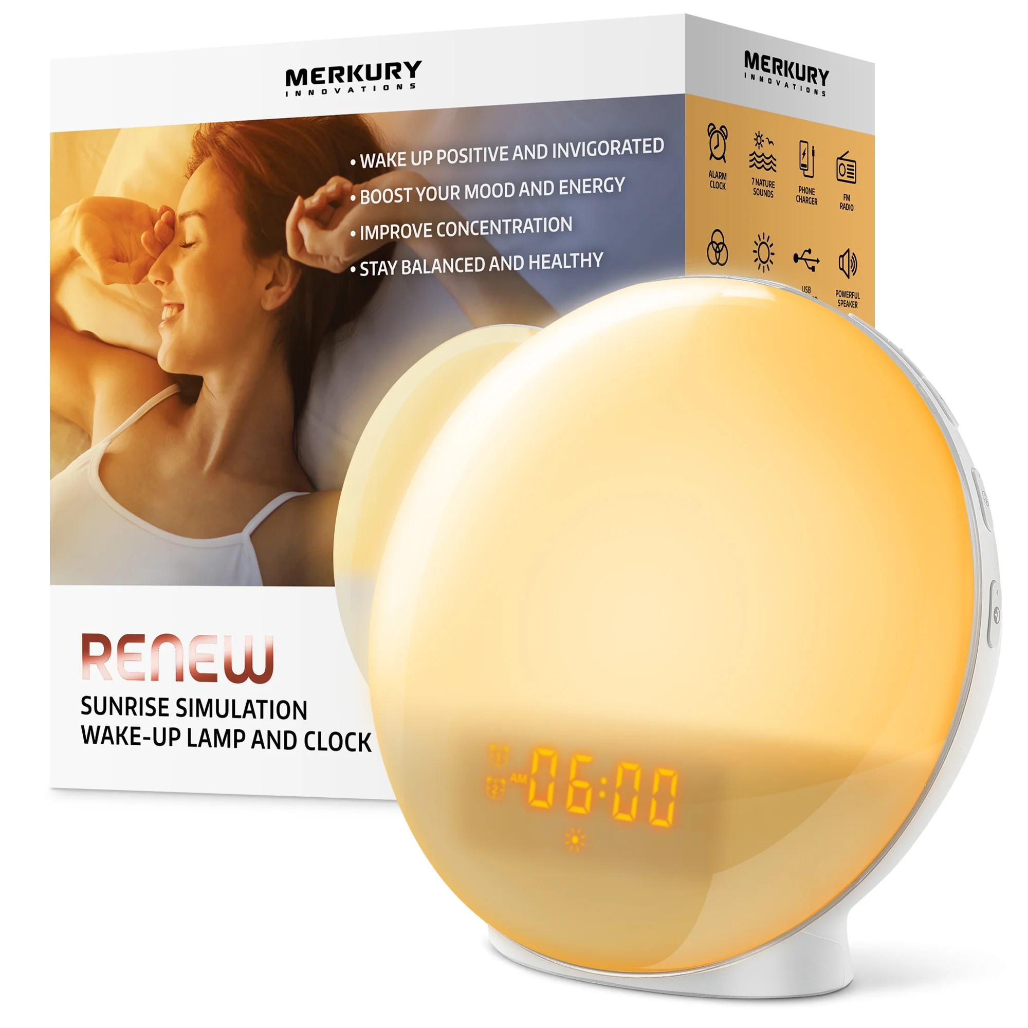 Renew™ Sunrise Simulation Wake-Up Lamp and Clock | Walmart (US)