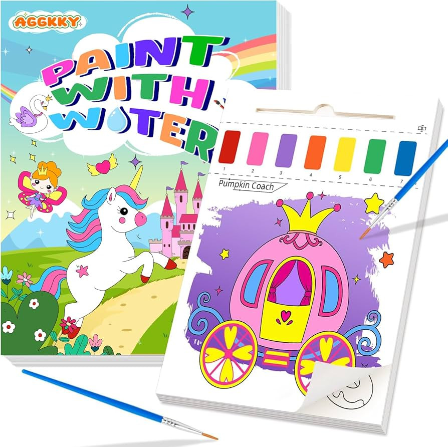 Paint with Water Coloring Books for Kids Toddlers 1-3 Mess Free Watercolor Painting Book Kits Art... | Amazon (US)