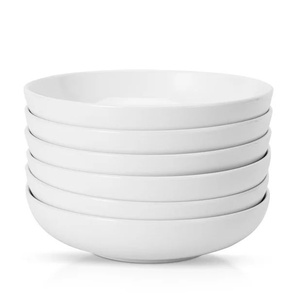Cibeat 8” Ceramic Pasta Plates, 6 Pack Premium White Ceramic Large Capacity Plates Suitable for... | Walmart (US)