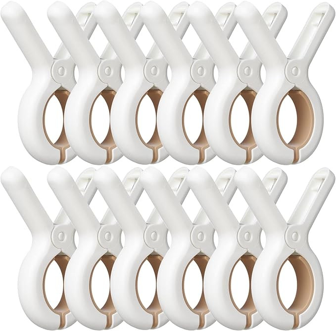 12 Pack Plastic Clothes Pins with Strong Anti-Rust Springs,Heavy Duty Beach Towel Clips,Laundry C... | Amazon (US)