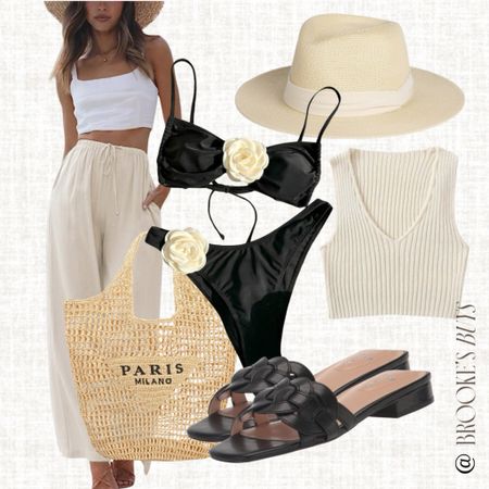 Get this swimsuit with flowers.  This cream crop top and linen pants are the perfect addition to your summer wardrobe. 

#LTKfindsunder50 #LTKU #LTKswim