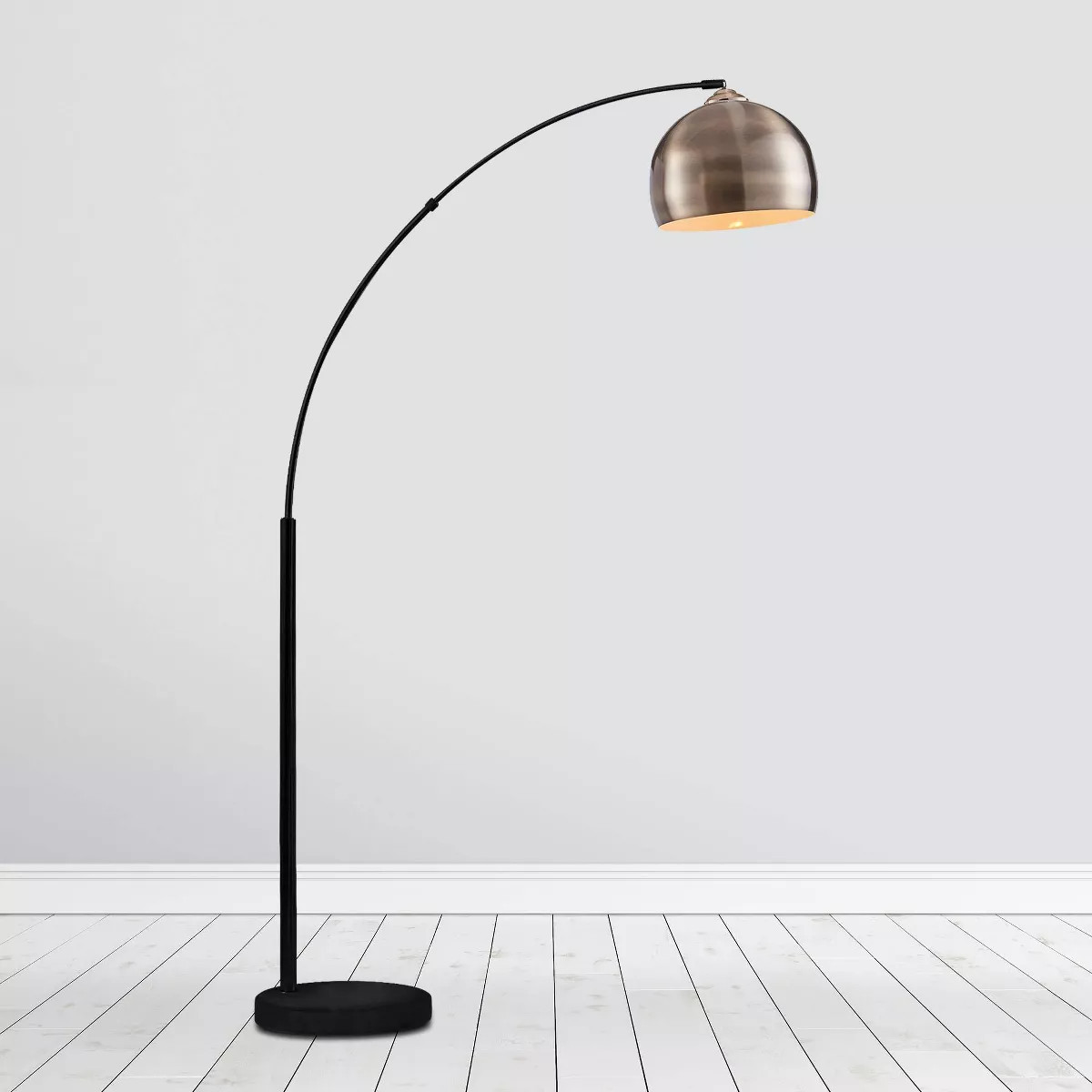 Williamsburg Modern Arched Floor Lamp with Bell Shade and Marble Base - Teamson Home | Target