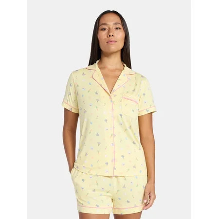 Easter Women's and Women's Plus Notch Collar Top and Shorts Pajama Set from Way to Celebrate, 2-Piece, Sizes XS-3X | Walmart (US)