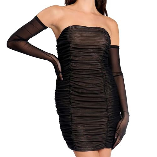 Nackiy Long Black Opera Gloves for Women, 1920s Mesh Tulle Stretchy Elbow Length Party Gloves Costumes Bridal, 20inch | Amazon (US)