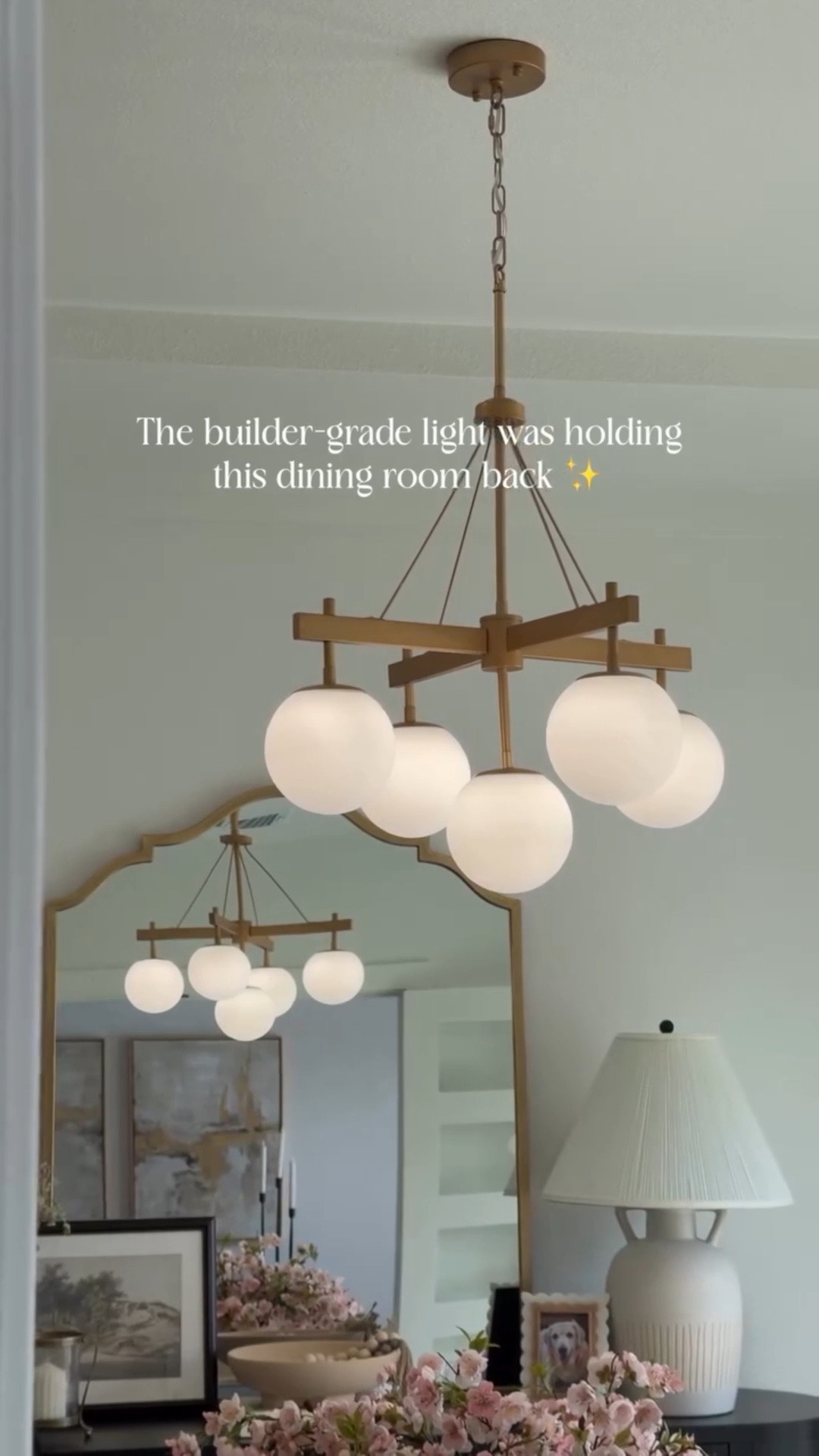 This builder-grade light was holding this room back ✨

One simple swap made such a big difference. The new light fixture instantly adds warmth, character, and that designer-inspired look I was missing. Sometimes it’s the smallest changes that completely transform a space.

What do you think of the upgrade? 🤍
