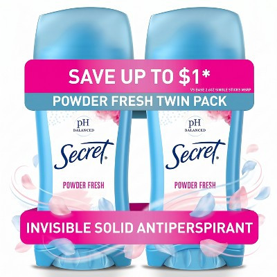 Secret Invisible Solid Antiperspirant & Deodorant - Powder Fresh Twin Pack - 2.6oz/2ct | Target