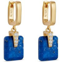 Astley Clarke Deco 18ct Yellow Gold Vermeil Blue Lapis Drop Huggie Earrings | Beaverbrooks