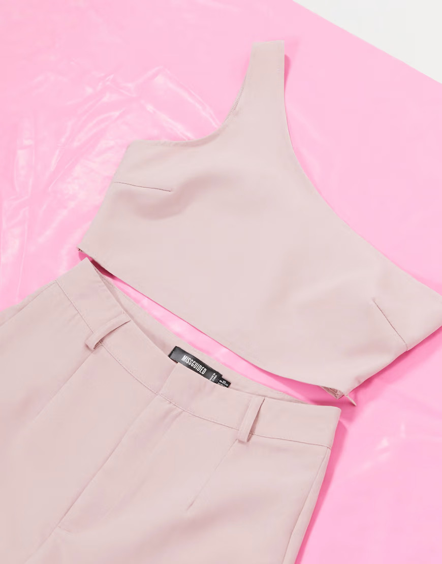 Missguided co-ord one shoulder crop top in mauve-Purple | ASOS (Global)