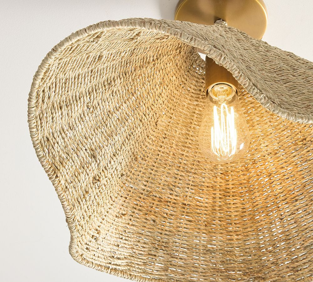 Raya Woven Round Flush Mount (21") | Pottery Barn (US)
