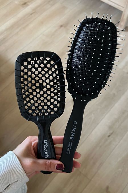 I’ve been trying the gimme beauty brush this week and can confidently say it’s not for me. The brush is heavy and pulls through my hair, while the Unbrush easily glides and detangles without putting extra tension on my hair. However, Michael much prefers the gimme beauty brush! I think if your hair is shorter/thinner/less dense, the gimme brush would be a great option. If you have longer/thick/textured hair, the Unbrush is the best option  