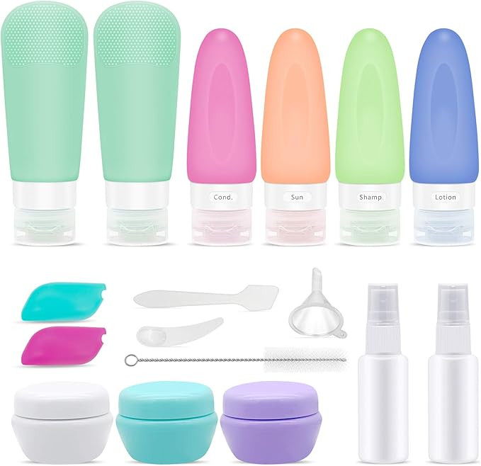 Silicone Travel Bottles 17 Pcs TSA Approved BPA Free Travel Containers Food-grade Spray Bottles C... | Amazon (US)