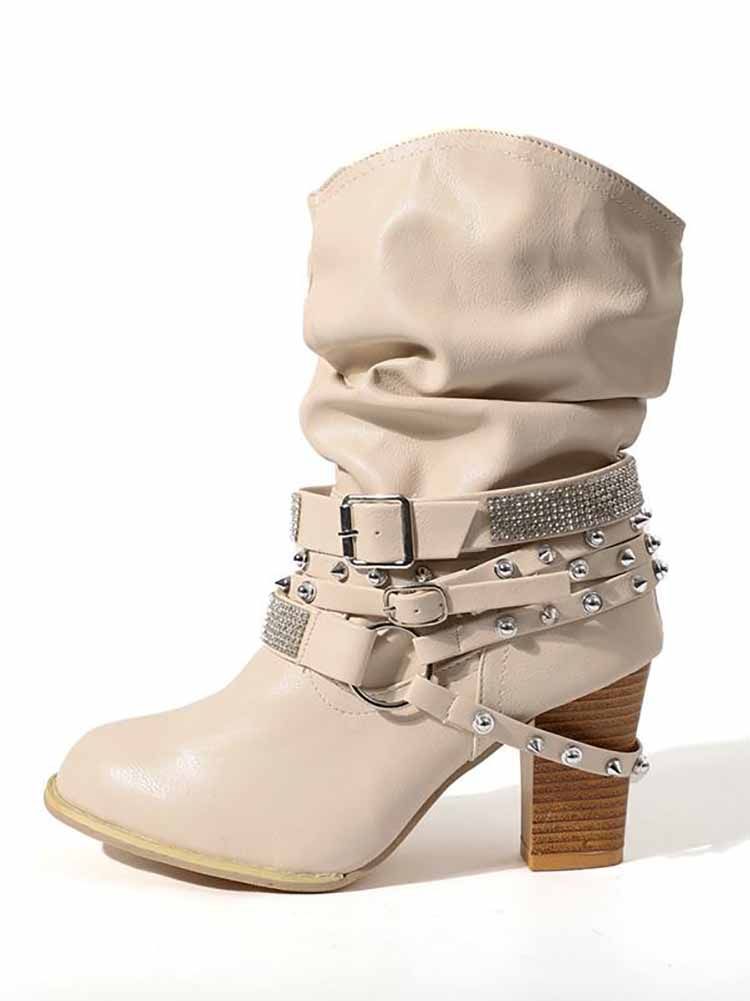 Rhinestone Buckle Ankle Boots | ECHOINE