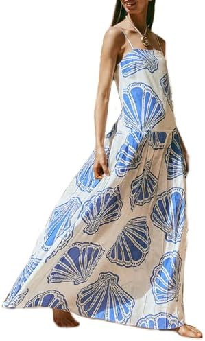 Women Boho Floral Maxi Dress Y2k Sleeveless Long Dress Print Spaghetti Strap A Line Dress Vacatio... | Amazon (US)