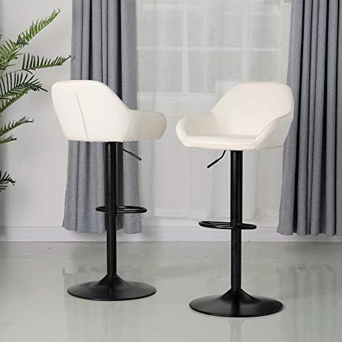 Glitzhome Mid Century Bar Stools Set of 2 Vintage Swivel Leather Bar Chair with Backrest and Footres | Amazon (US)