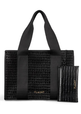 Black Crocodile Everyday Tote Bag | FLAUNT