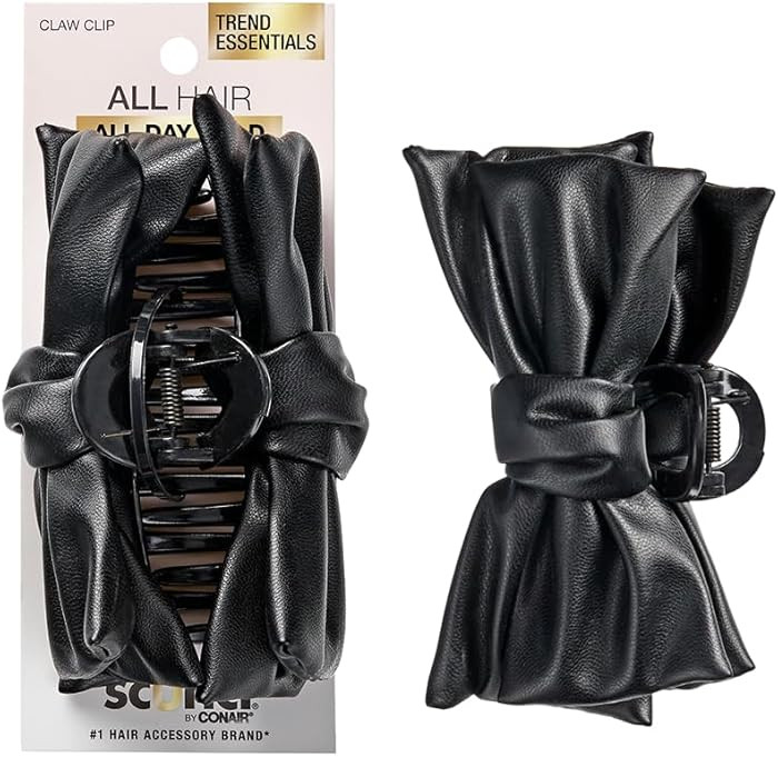 Scunci by Conair faux leather bow claw clip - claw clips for thick hair - claw clip - hair access... | Amazon (US)