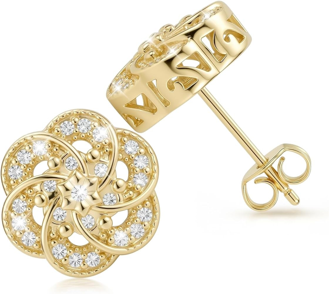 14K Gold Stud Earrings for Women Trendy Flower-shaped Gold Earrings Studs Fit Hypoallergenic Earr... | Amazon (US)