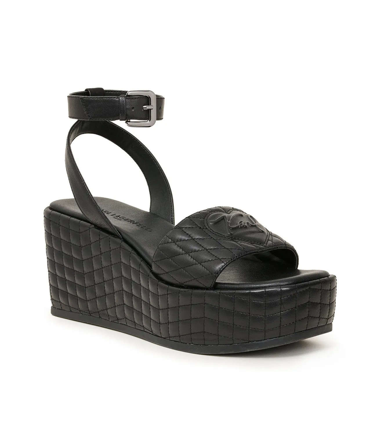 NICOLETTE KARL SCRIPT QUILTED WEDGE | Karl Lagerfeld Paris