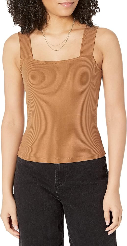 The Drop Women's Jody Square Neck Cropped Fitted Rib Knit Tank Top | Amazon (US)