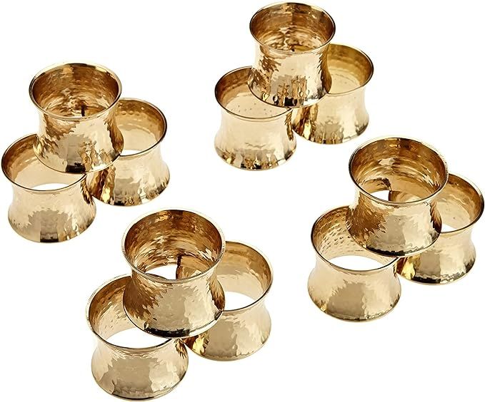 DII Decorative Buffet Basics Napkin Ring Set, Hammered Gold, 12 Count | Amazon (US)