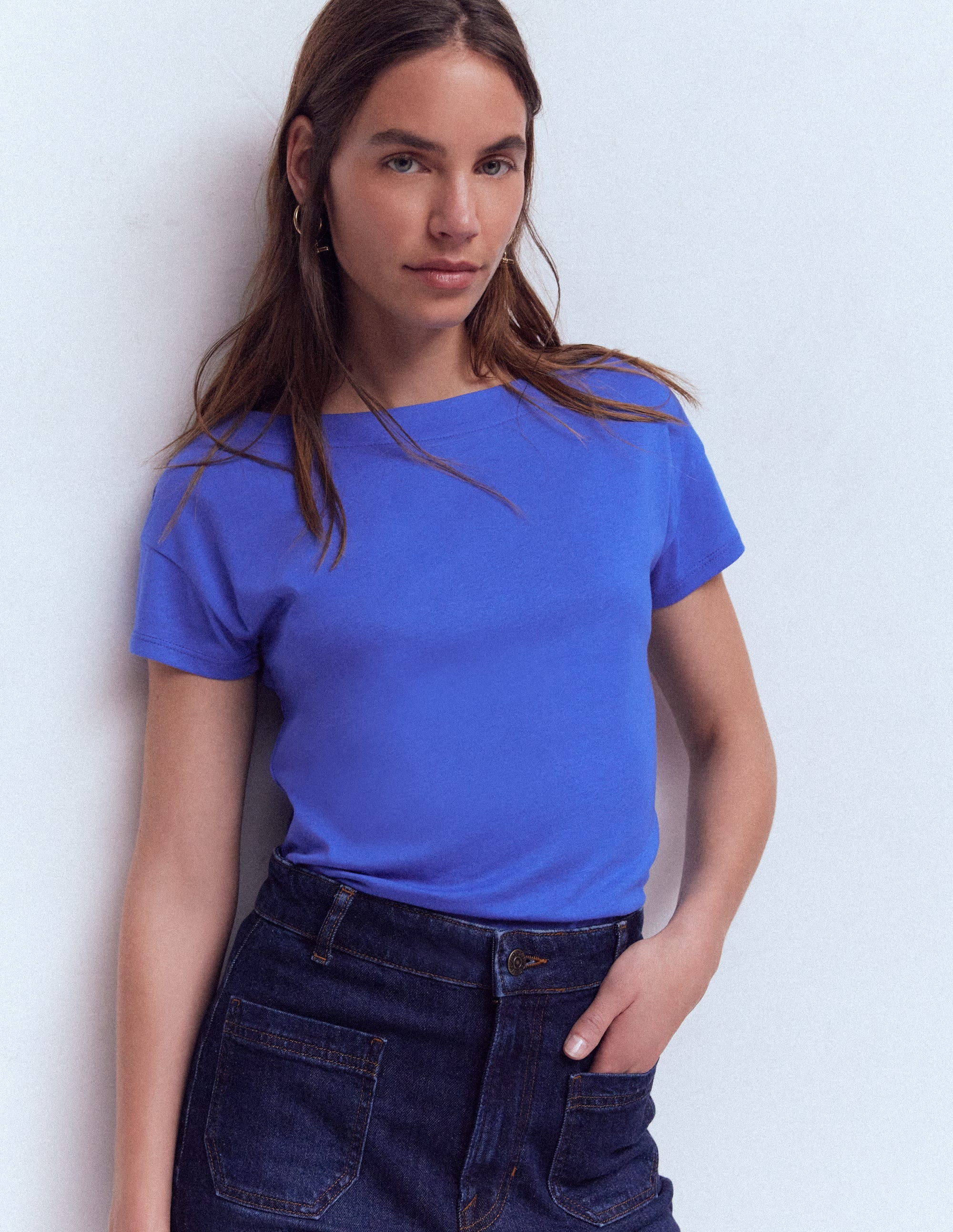 Supersoft Boat Neck T-Shirt-Beaucoup Blue | Boden UK