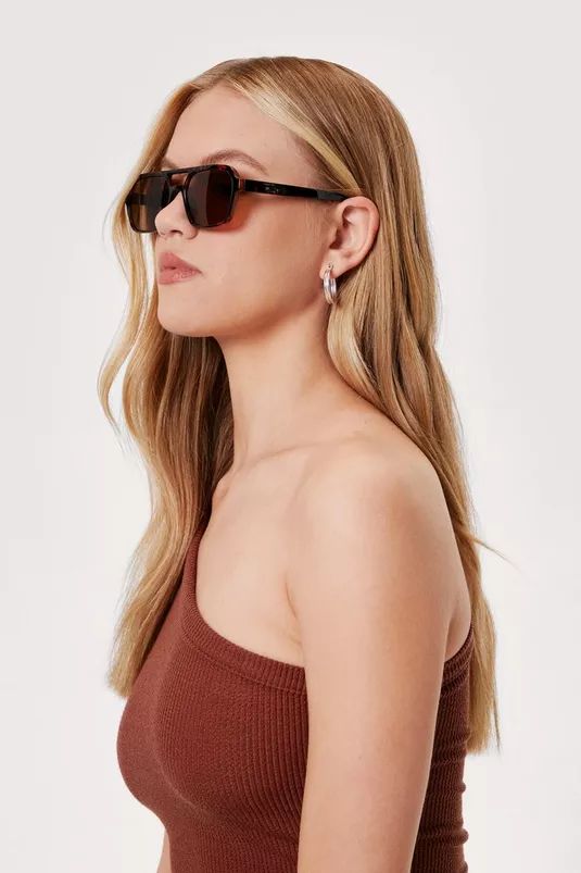 Tortoiseshell Tinted Aviator Sunglasses | Nasty Gal (US)