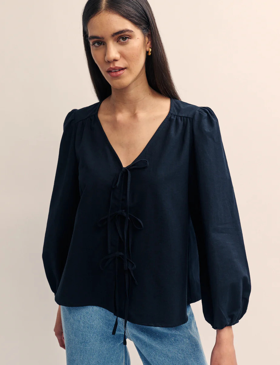 Black Tie Front Bernadetta Blouse | Nobody's Child