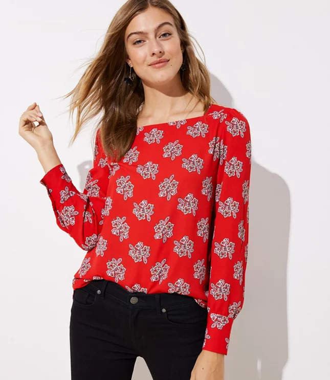 Bouquet Square Neck Blouse | LOFT | LOFT