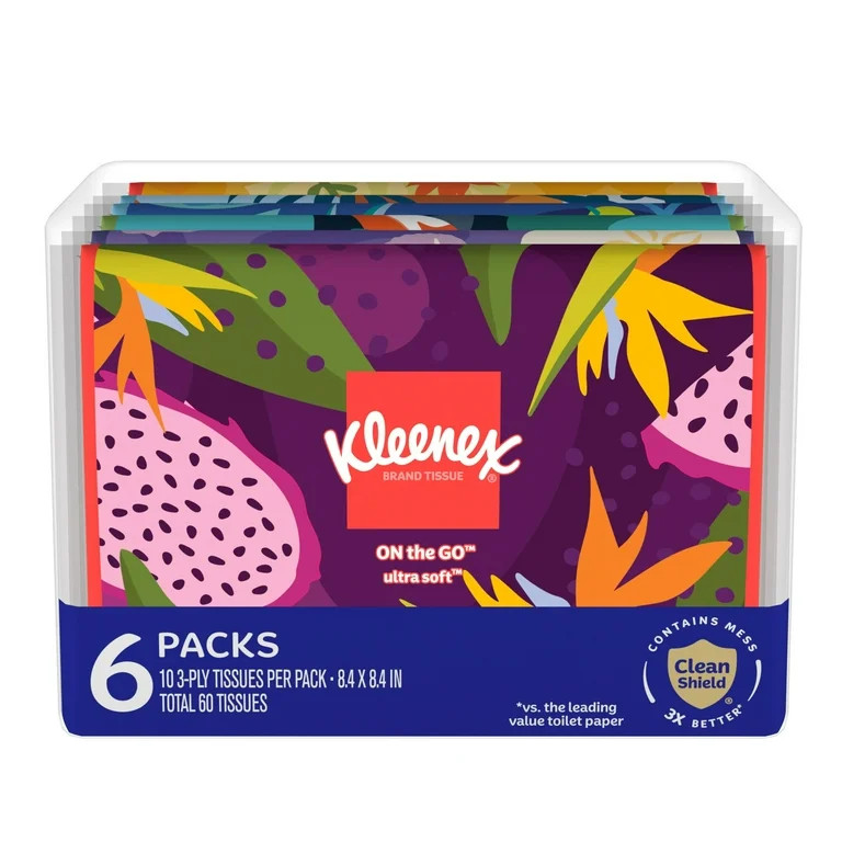 Kleenex Slim Wallet Facial Tissues, 6 Slim Wallet Packs, 10 Tissues per Pack, 3-Ply | Walmart (US)