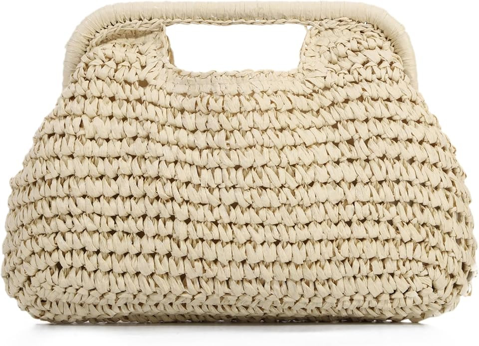 Straw Dumpling Clutch Bag, Summer Beach Bag, Woven Straw Tote Clutch Purse for Women, Vacation Ev... | Amazon (US)