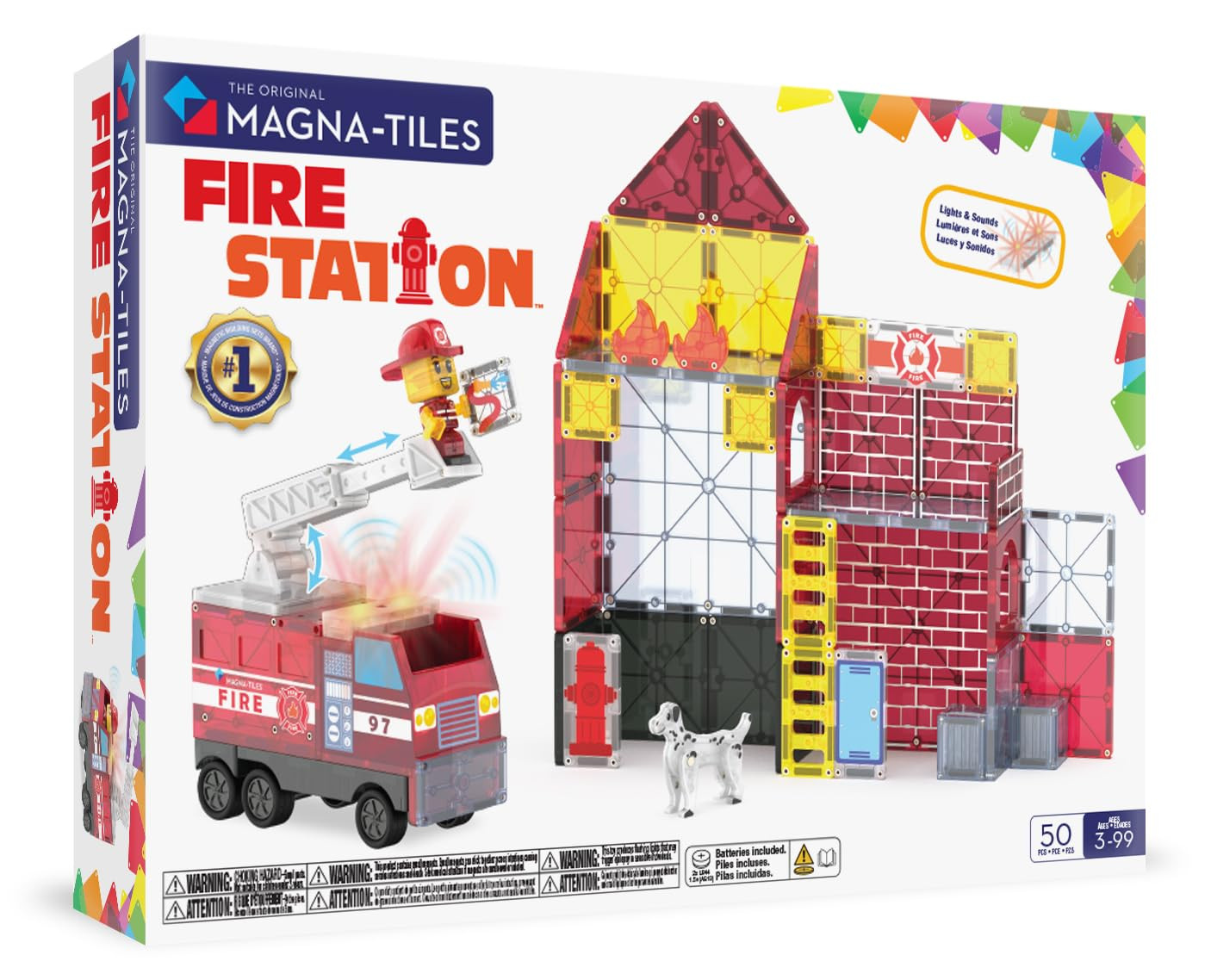 MAGNA-TILES Fire Station 50-Piece Magnetic Construction Set, The Original Magnetic Building Brand | Amazon (US)