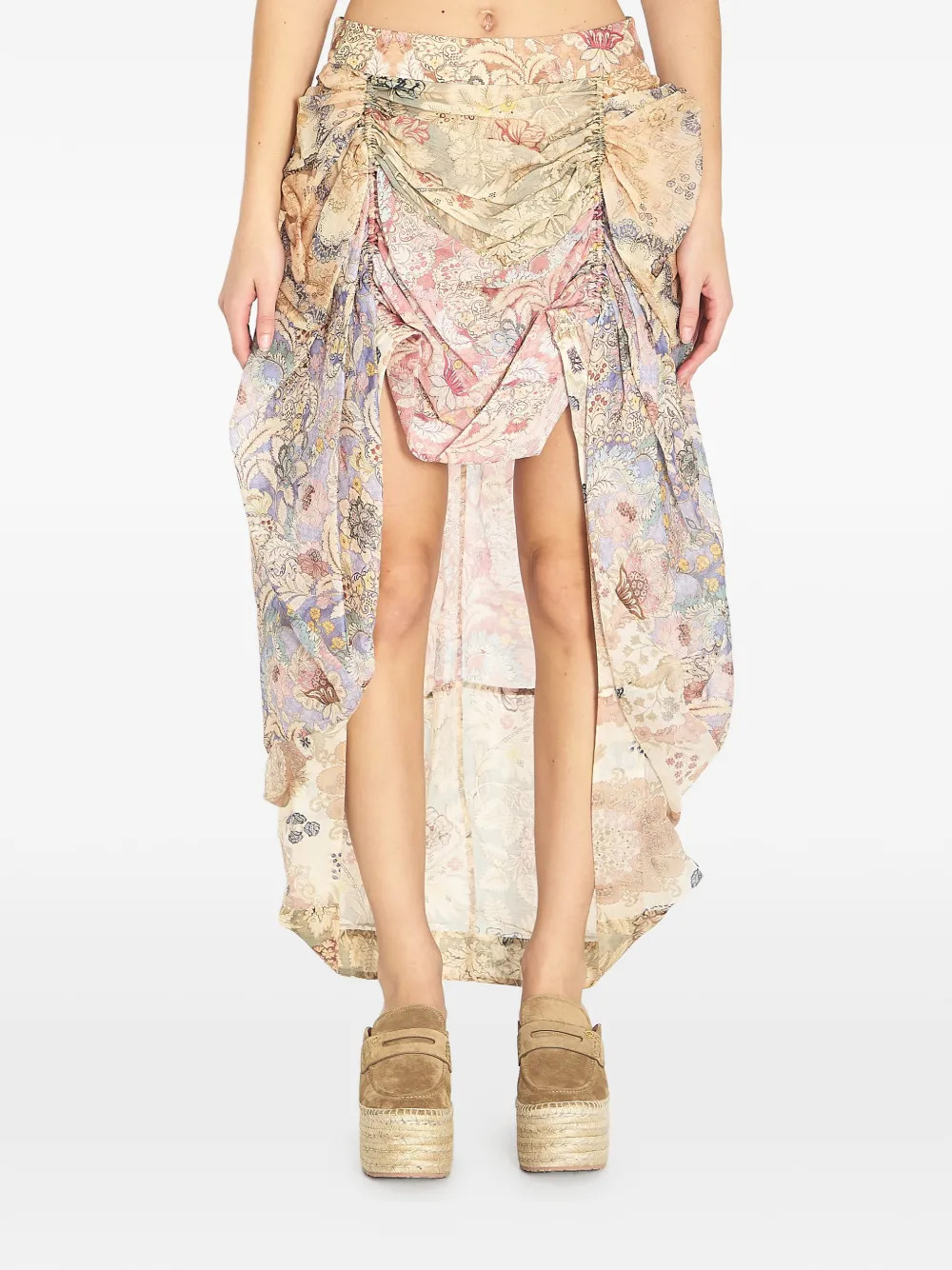 Rebellion floral asymmetric skirt | Farfetch Global