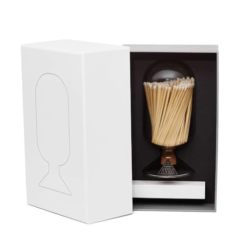 Skeem Smoke Glass Match Cloche + Matchbox Gift Set – Luxe Gift-Boxed Match Holder for Candles – Designer Decorative Match Jar (includes White-Tipped Matches) | Amazon (US)