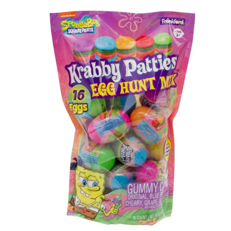 Frankford, SpongeBob Krabby Patties 16 Count Easter Eggs with Fruit Flavor Gummy Candy, 5.08oz | Walmart (US)