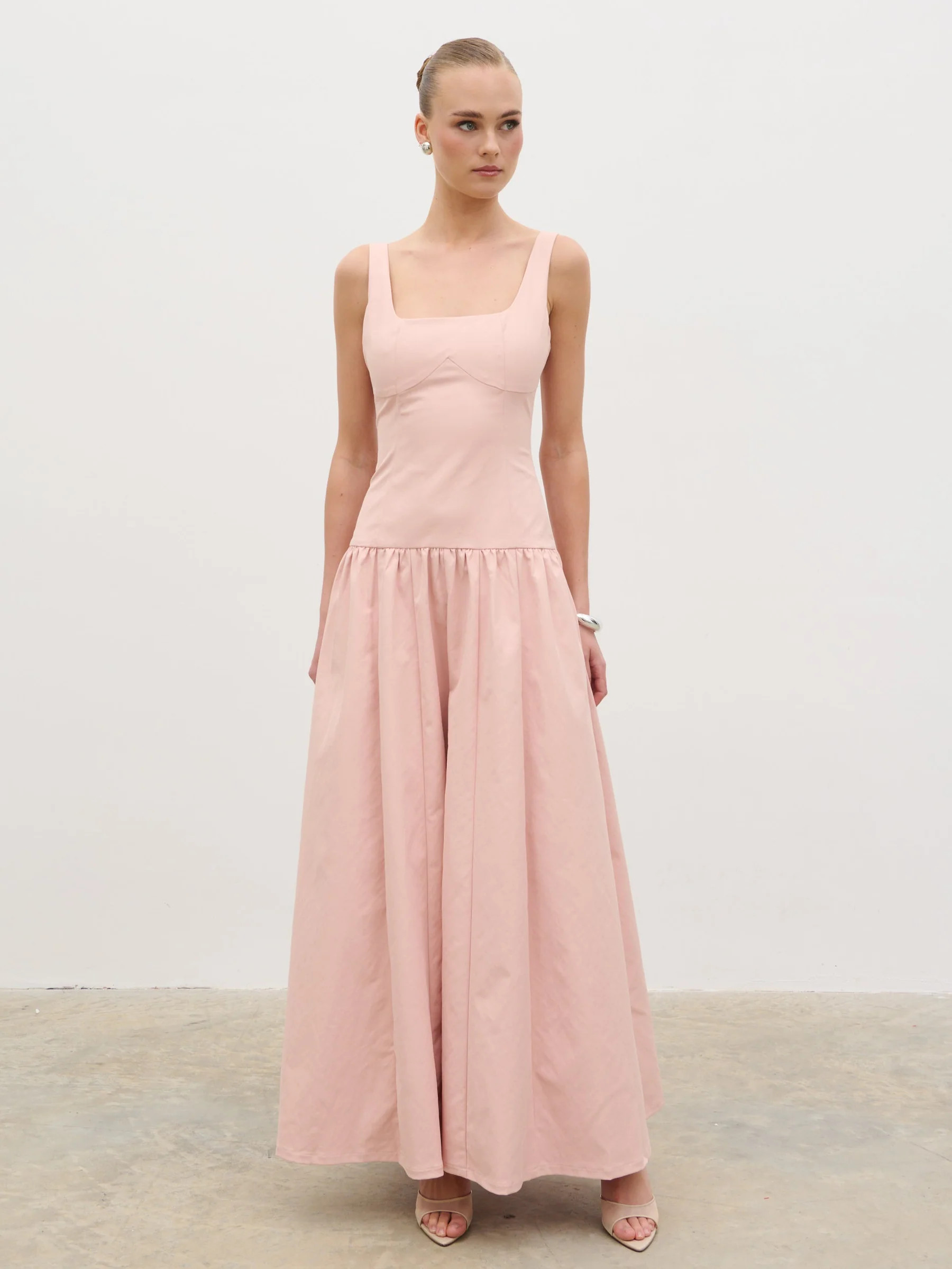 Bronte Square Neck Maxi Dress - Dusty Rose | Pretty Lavish (UK)