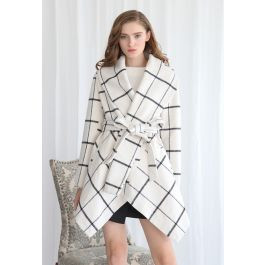 Prairie Grid Rabato Coat in White | Chicwish