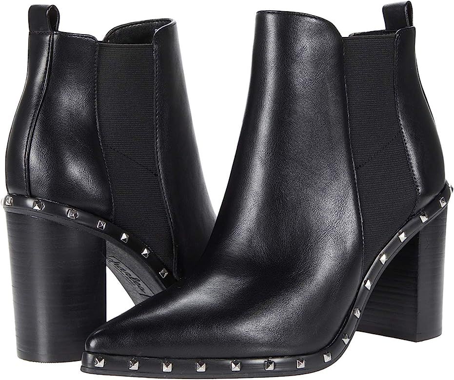 CHARLES DAVID Duke Black Leather Studded Pointed Toe Block Heel Chelsea Boot (11, Black) | Amazon (US)
