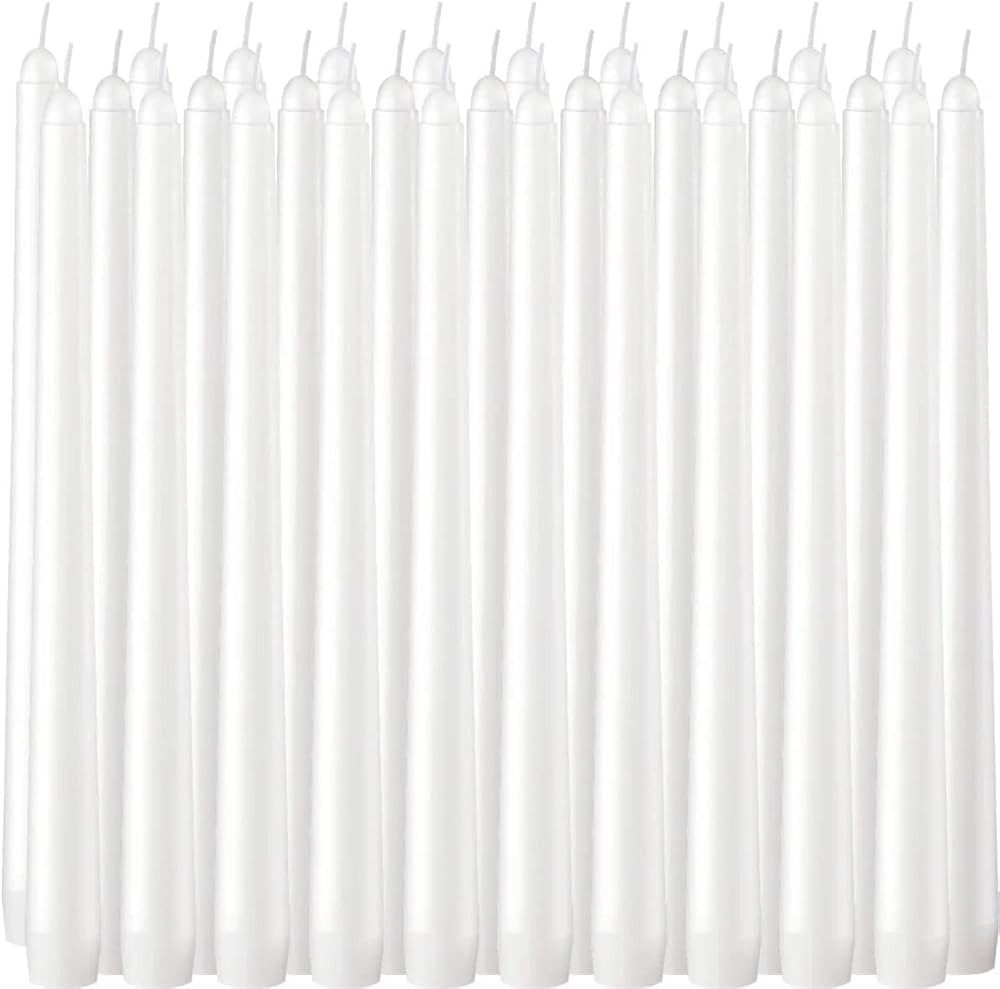 30 Pack Tall Taper Candles - 10 Inch White Dripless, Unscented Dinner Candle - Paraffin Wax with ... | Amazon (US)