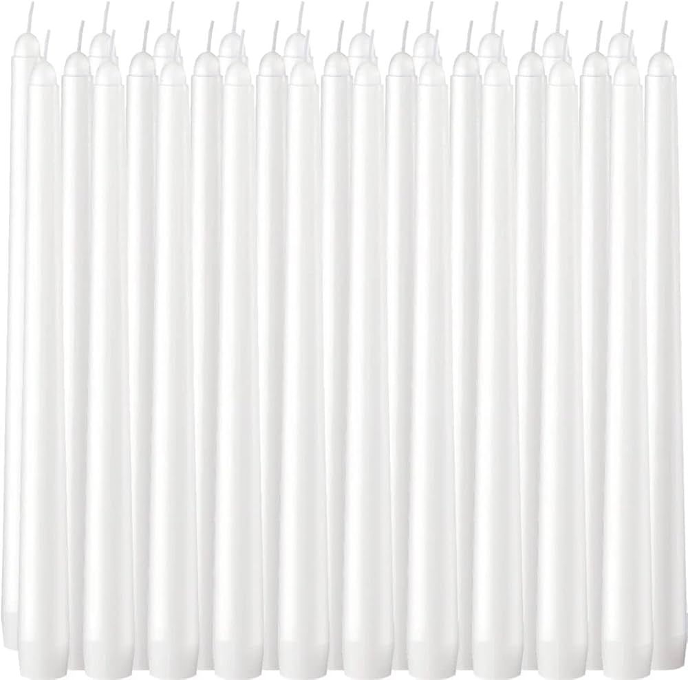 30 Pack Tall Taper Candles - 10 Inch White Dripless, Unscented Dinner Candle - Paraffin Wax with ... | Amazon (US)